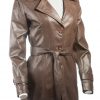 Ladies Brown Mackintosh Style Leather Coat