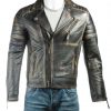 Men's Antique Black Vintage Look Biker Style Leather Jacket