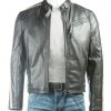 Men's Black Racer Style Leather Jacket