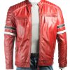Men's Red Racing Biker Style Leather Jacket