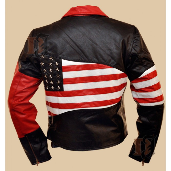 American Flag Black Leather Jacket | best Suiting style