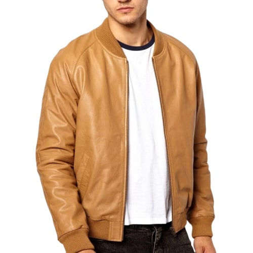 Mens Tan Brown Bomber Leather Jacket | Best Suiting