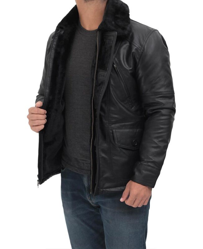 Wantdo Men's Faux Leather Jacket Detachable Hood Coat