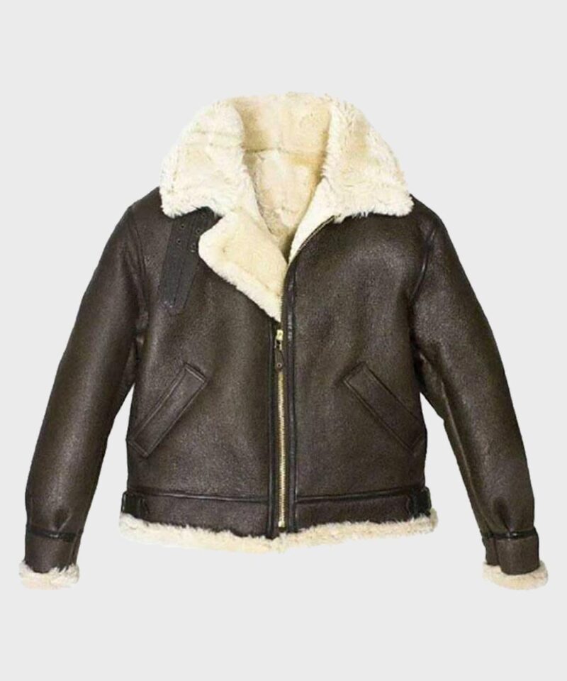 Brown Aviator Womens Shearling Fur Leather Jacket
