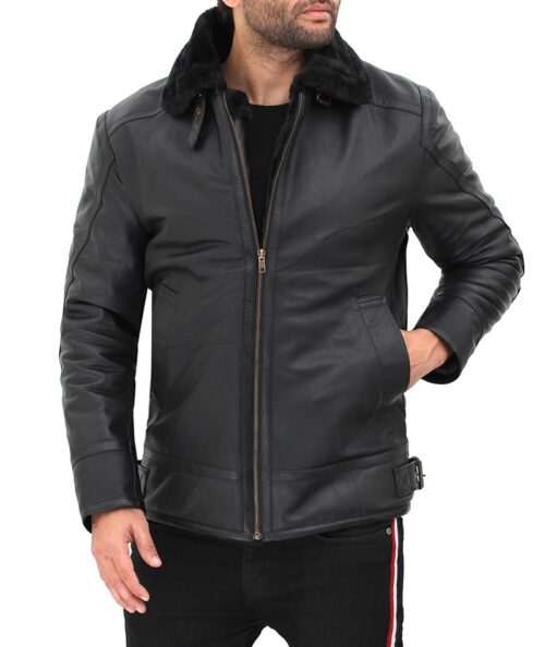 Burton Black Shearling Leather Jacket Mens | Best