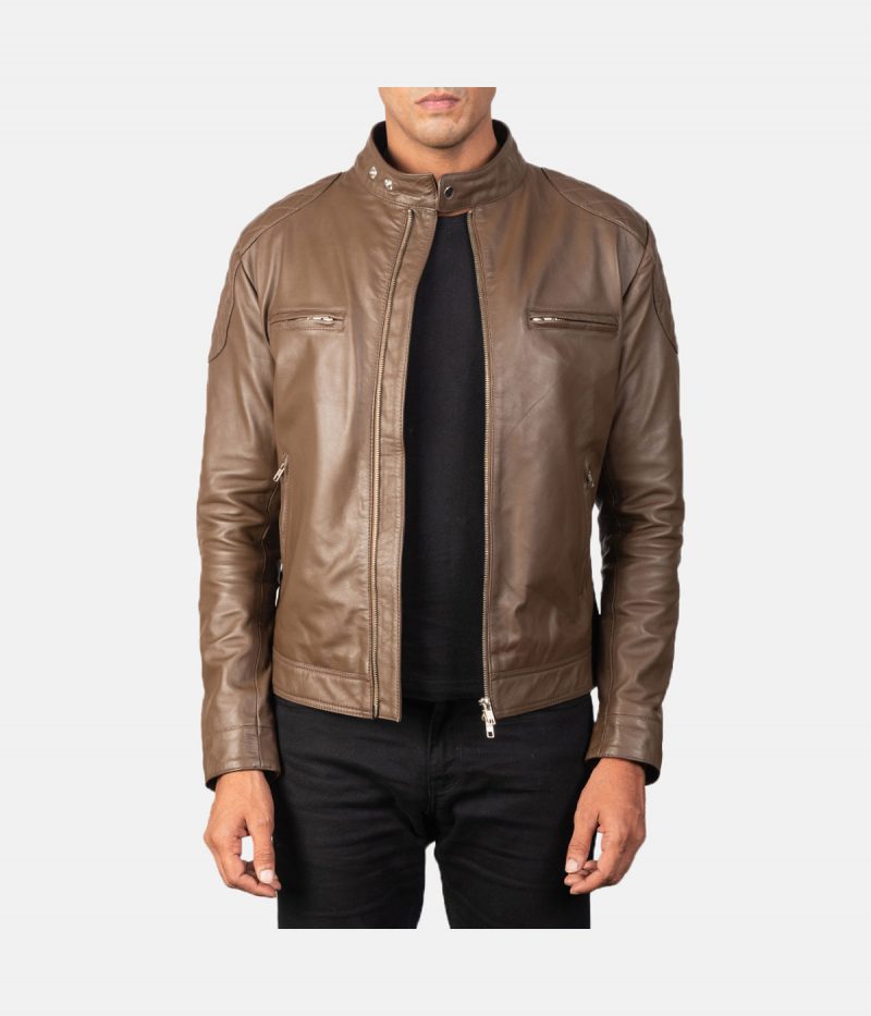 Men's Gatsby Mocha Biker Leather Jacket